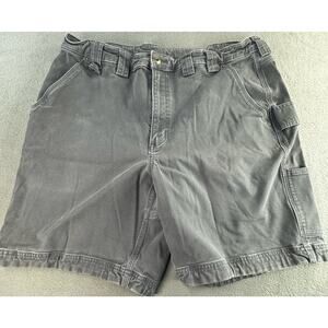 Duluth Trading Co. Shorts Mens 40 Grey Canvas Cargo Carpenter Flat Front Pockets
